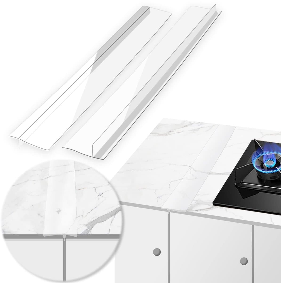 Dailygoods- Kookplaatteller 2 Stuks - Siliconen - Vaatwasmachinebestendig - Antislip - Snijdbaar - 76 cm - Spleetafdekking