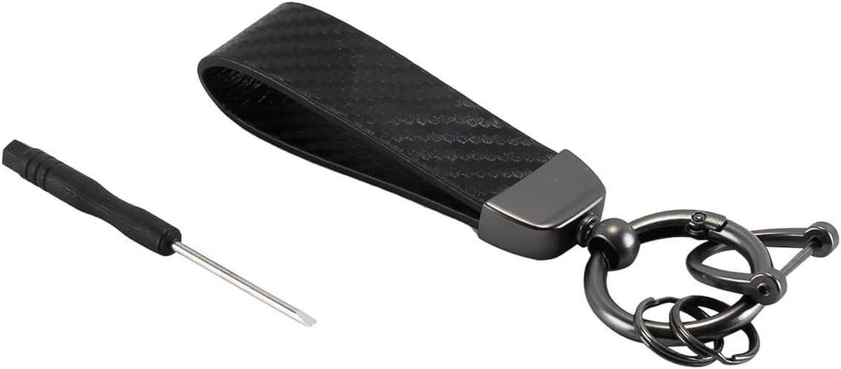 Sleutelhanger Leer - Autosleutelring - Sleutels Organiseren - 360 Graden Draaibaar - 125 x 21 mm - Zwart