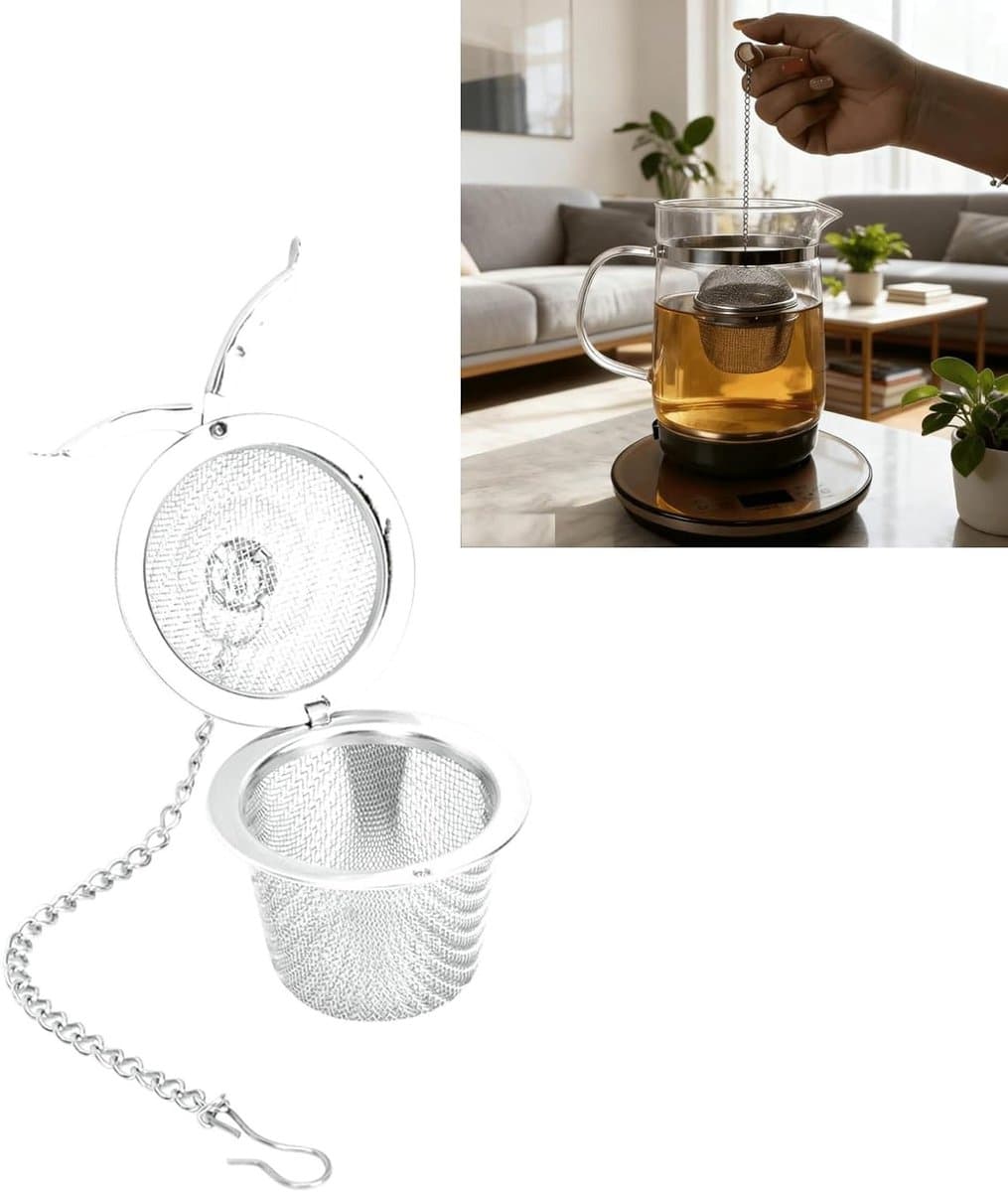 Verfijnde Theezeef met Mesh Bal voor het Infuseren van Losse Thee en Kruidige Thee - Ideaal voor Thee Liefhebbers en Perfecte Thee Bereiding