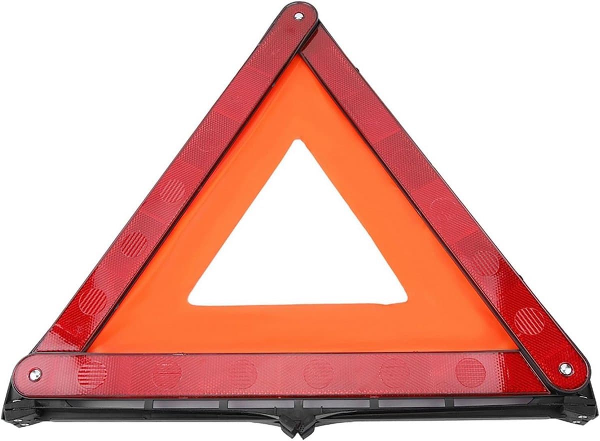 Reflecterende Waarschuwing Driehoek - Gevarendriehoek Noodstop - Veiligheid Onderweg - Opvouwbaar en Zichtbaar - 43 x 39 cm - Rood