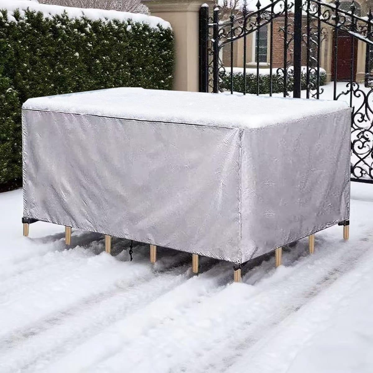 Tuinmeubelhoes - Tafelkleed Afdekking - Bescherming Buitenmeubels - Waterdicht Oxford 420D - 300x230x70cm - Zilver