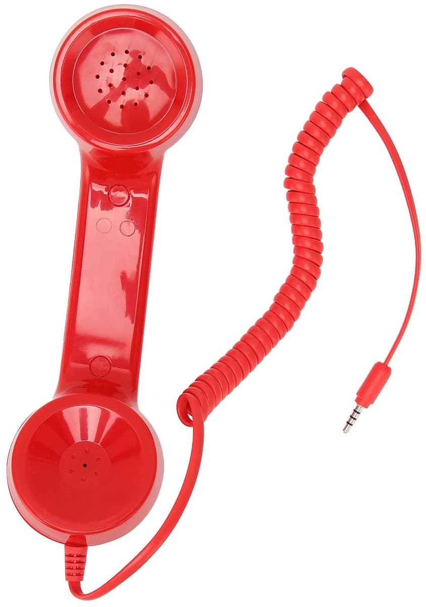 Dailygoody - Retro Telefoonhoorn - Vintage Telefoonkoptelefoon - Met Volumeregeling - Rood - Mobiele Telefoonontvanger - Geschikt voor Smartphones en