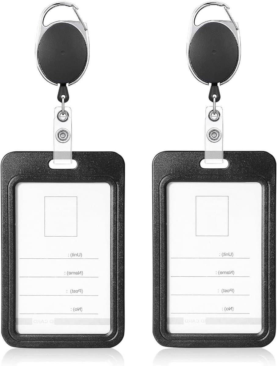 Badgehouders Set - Kaarthoes Beschermer - Kantoor School Werk - Intrekbaar Snoer Karabijnhaak - 10 8 x 6 8 cm