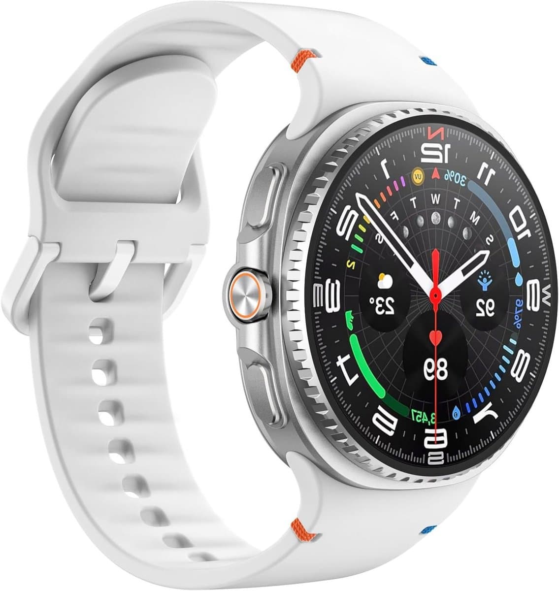Sportieve Siliconen Horlogeband voor Samsung Galaxy Watch 8 en Classic - Vervangband 40mm/44mm/46mm voor Mannen en Vrouwen, M/L, Wit, Comfortabel en Duurzaam