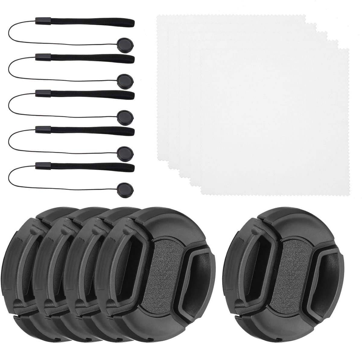 Golden crown - Lens Cap Set - 39mm Lensdeksel - Bescherming tegen krassen - Zwart - Universeel - 5 stuks