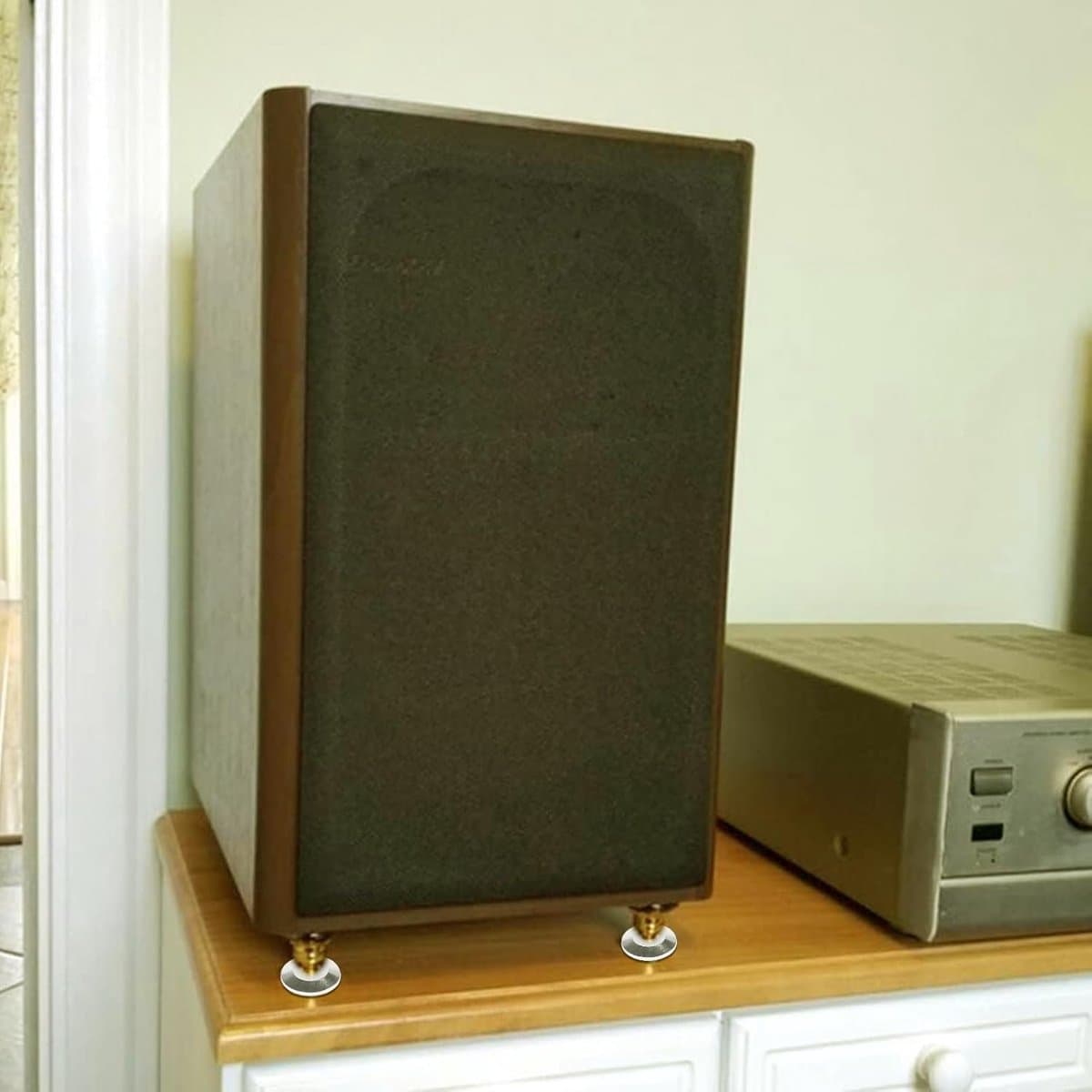 Luidspreker Isolatievoetjes - Schokdempers Audio - Verbeter Geluidskwaliteit - Zuiver Koper Constructie - 05 x 25 cm - Zilver