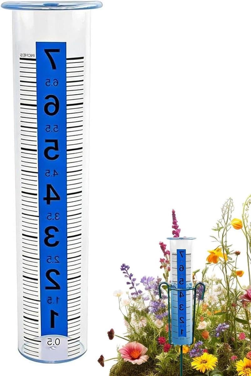 Regenmeter Buiten - Neerslagmeter Tuin - Weer Monitoren - Duidelijke Maatverdeling - 8 Inch - Transparant
