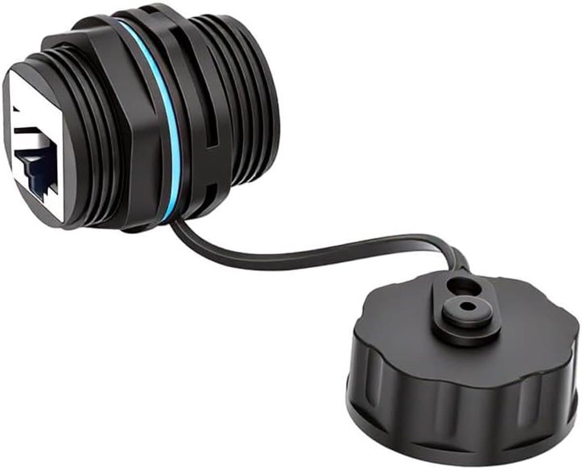 Ethernet Paneelconnector - RJ45 Koppeling - Netwerkuitbreiding - IP68 Waterdicht - M23 Schroefdraad - Zwart