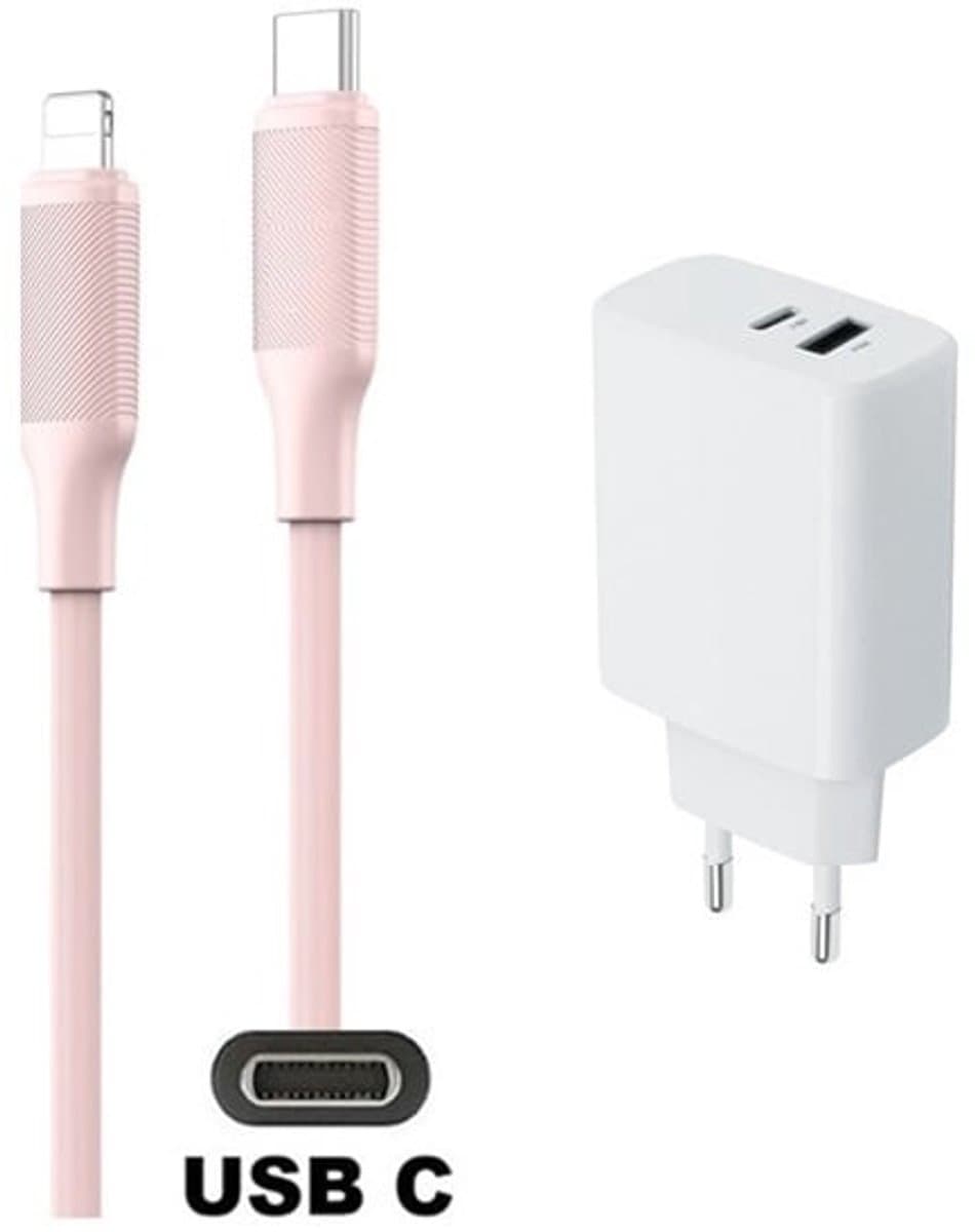 35W super snellader met 2 poorten + 1,0m USB C naar Lightning kabel. Universele PD lader. Oplader adapter past op Apple iPhone SE 2, iPhone 8, 8 Plus, iPhone 10, iPhone X, iPhone XR, iPhone XS, iPhone XS Max