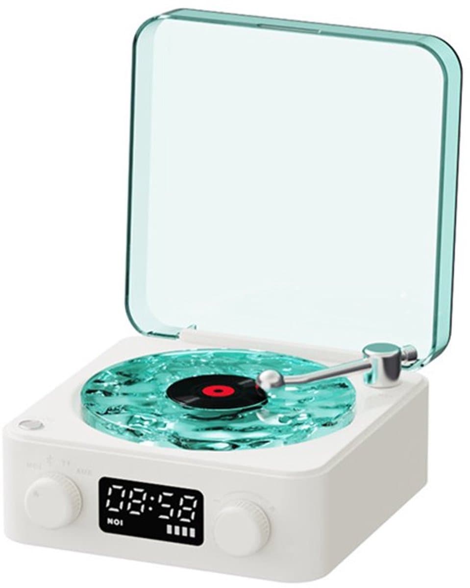 Draadloze platenspeler, Bluetooth-luidspreker, stereomuziekluidspreker met USB-oplaadfunctie - wit