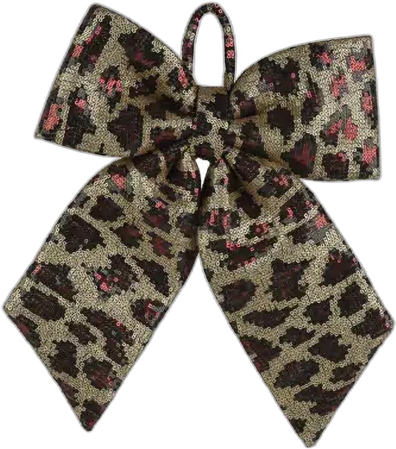 Kerstboom strik - Kerststrik panterprint - Kerstboompiek - Polyester - 32 x 28 cm - STEGGER