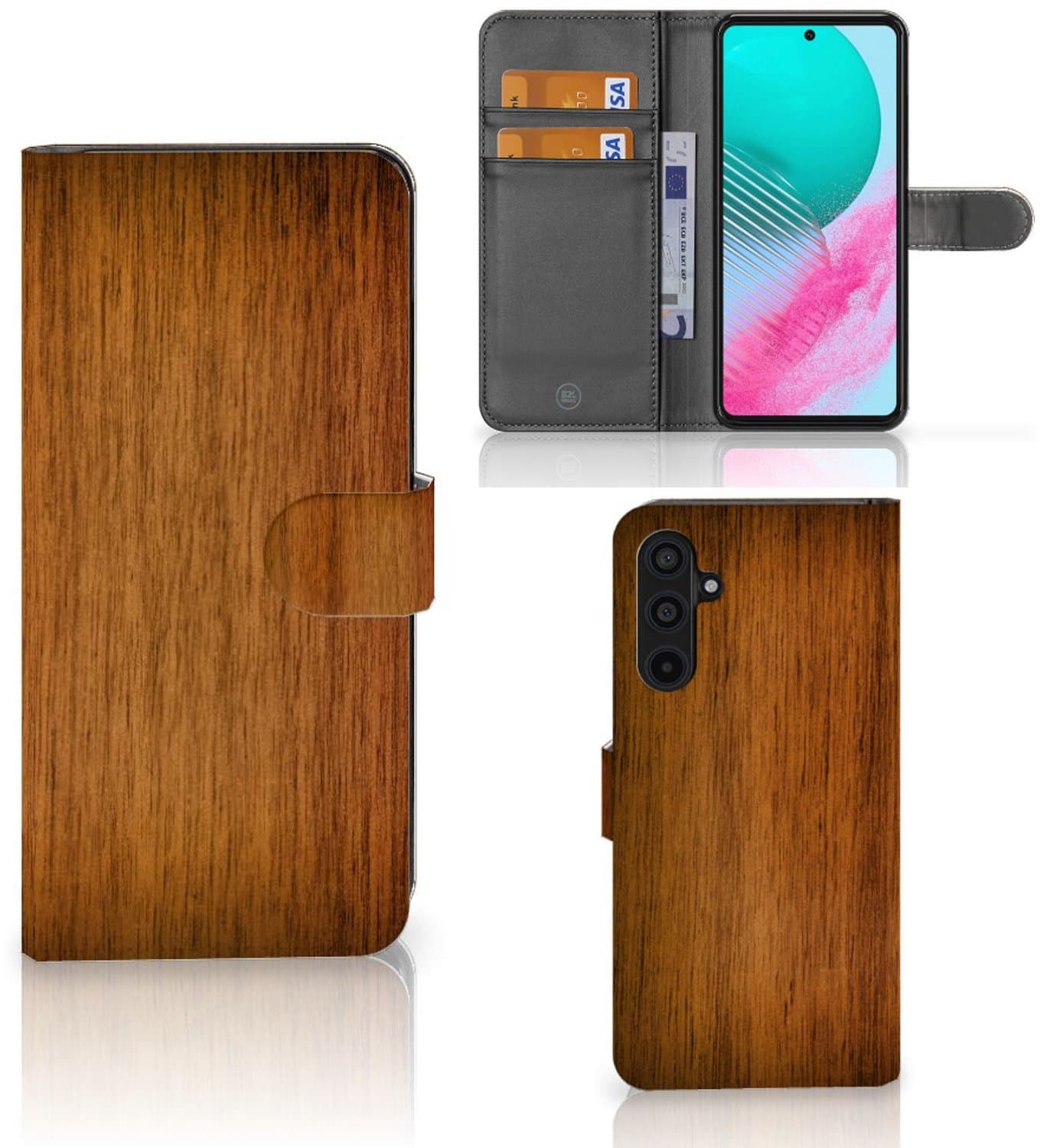 Samsung Galaxy M54 Book Style Case Donker Hout
