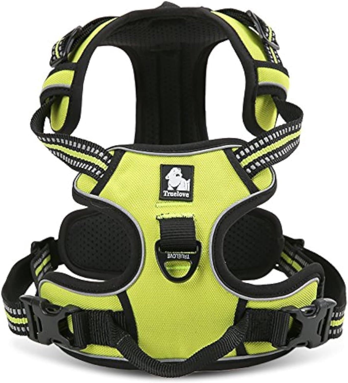 Thijox - WINHYEPET Anti-Trekharnas voor Honden, Verstelbaar Reflecterend Tuigje, Gevoerd Harnas voor Middelgrote en Grote Honden, Fluorescerend Geel,
