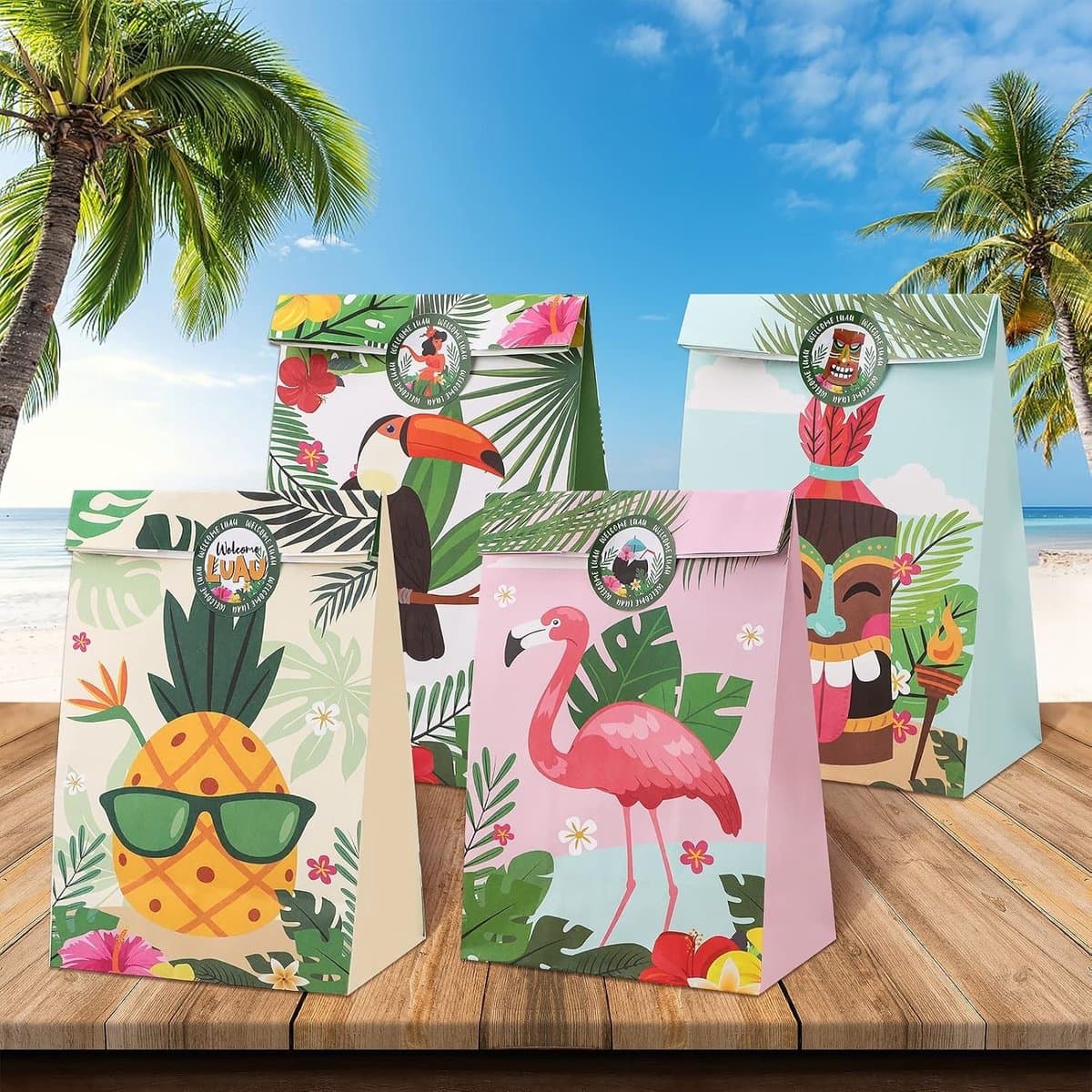 Tropische Feesttassen met Flamingo en Ananas - 12 Stuks, Perfect voor Zomer Luau, Kinderfeestjes en Cadeautjes