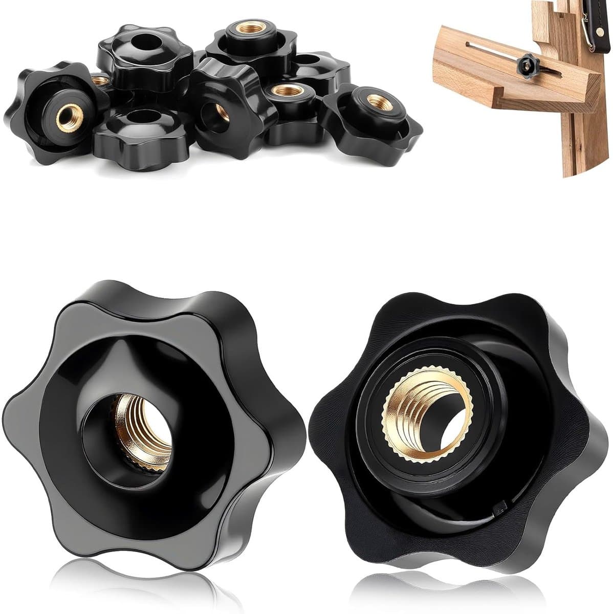 12 stuks stergreepmoeren M5 kartelschroeven binnendraad diameter 25 mm messing stergreep voor fitnessapparaten gereedschapsmachines machines en installaties meubels