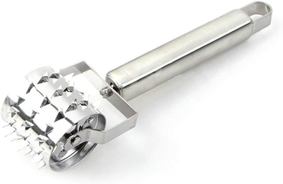 QTTVBTNA -Vleesvermalser van roestvrij staal – Rolhamer & vleesnaald tenderizer – Geschikt voor steak, kip, varkens- en rundvlees – Duurzaam keukenhulpmiddel voor mals en sappig vlees