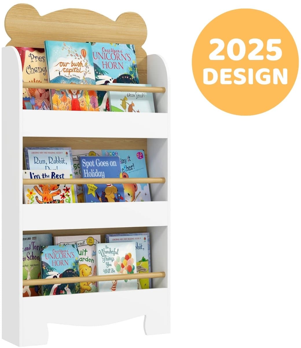 Fubzz Boekenrek Kinderkamer - Kinderkast - 3-laags Boekenrek - Kinderboekenkast - Displayrek - Vrijstaande Planken - 55x15x110 cm - Wit