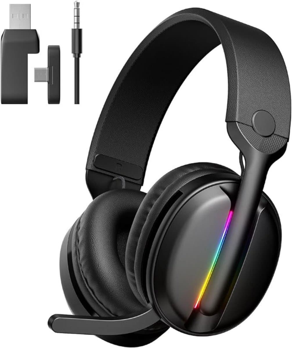 "SCH® Game headset draadloos - Headset - Game headset - Gaming headsets - Zwart - 22cm x 19cm x 10cm "