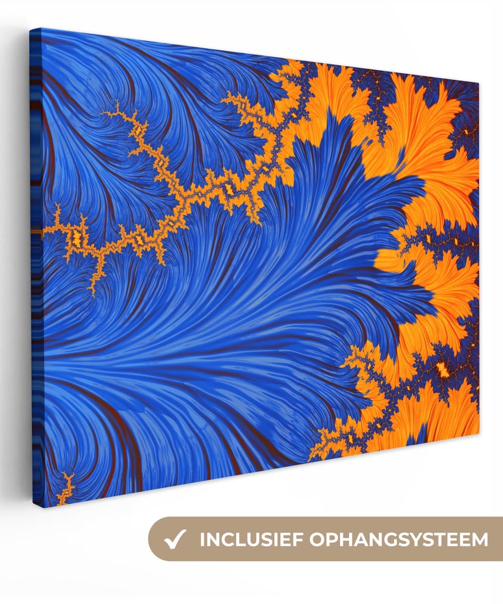 Canvas schilderij 120x90 cm - Wanddecoratie Bladeren - Kunst - Psychedelisch - Muurdecoratie woonkamer - Slaapkamer decoratie - Kamer accessoires - Schilderijen op canvas
