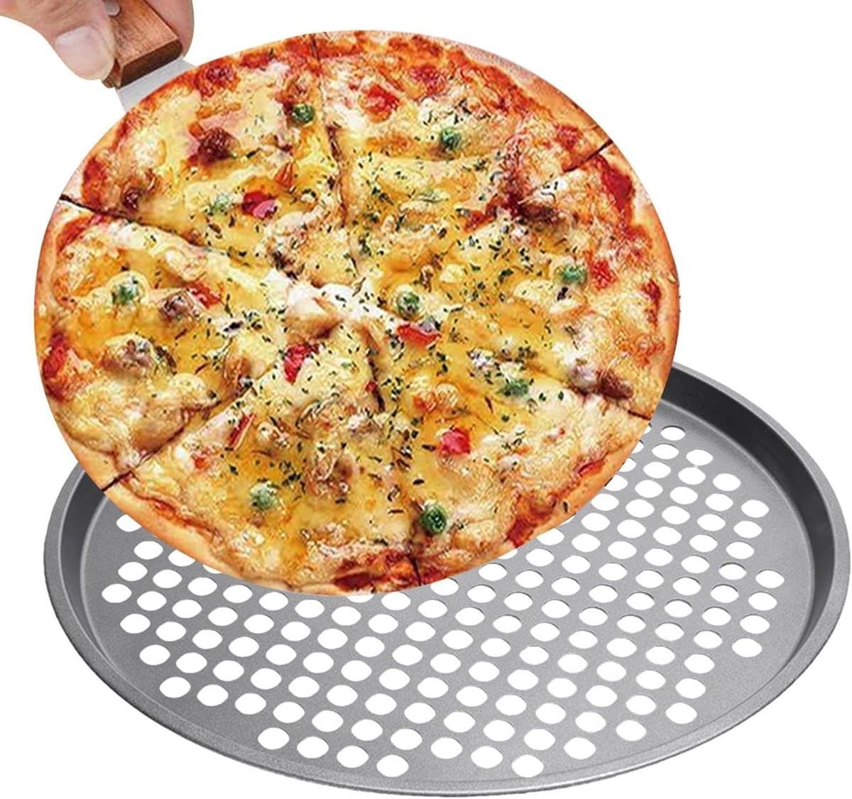 Pizza Bakplaat - Pizzaplaat Rond - Pizza Bakken - Geperforeerde Gaten - 36 cm - Zwart