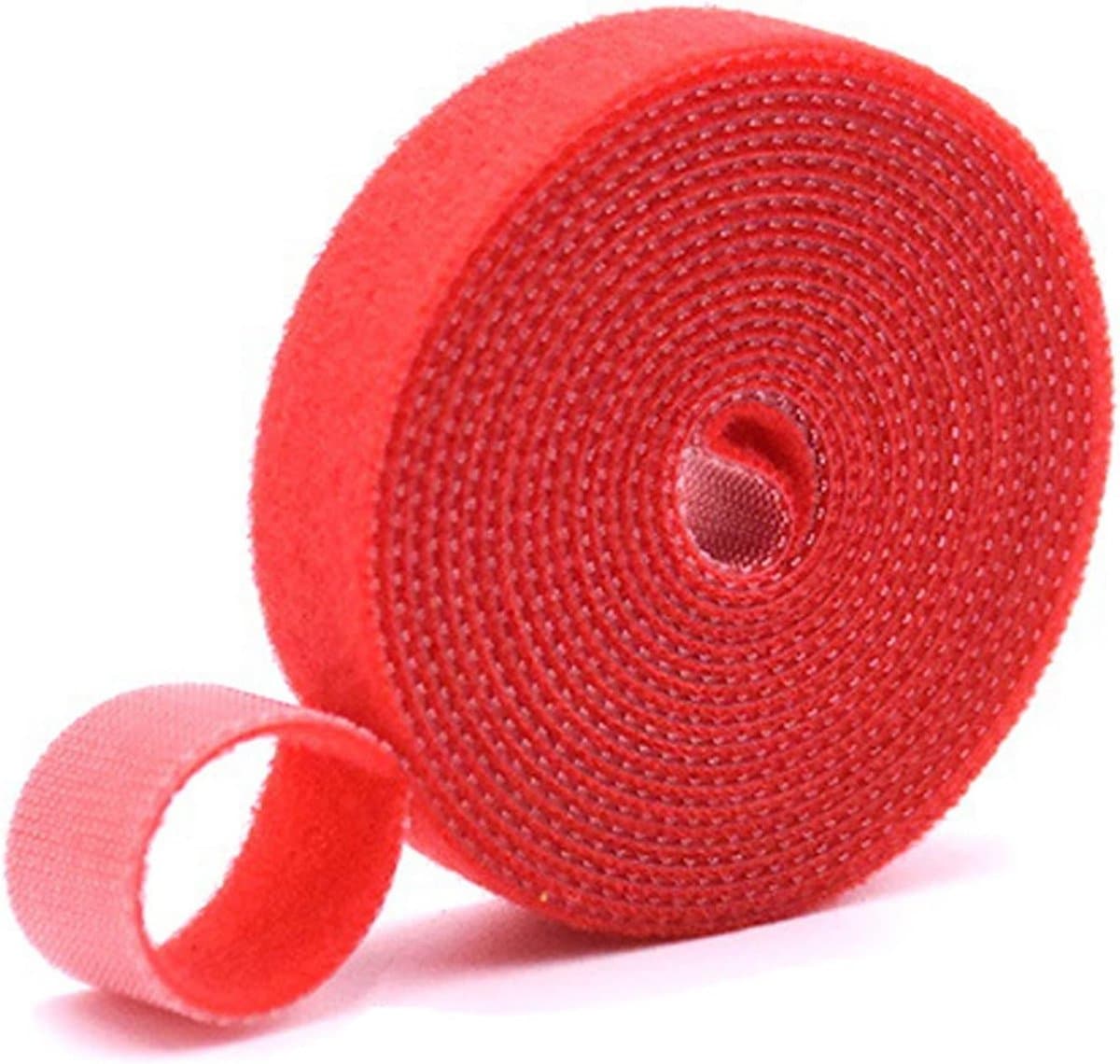 Klittenband kabelbinders voor kabelbeheer, 2 cm breed, sterke grip, rood, ideaal voor organisatie