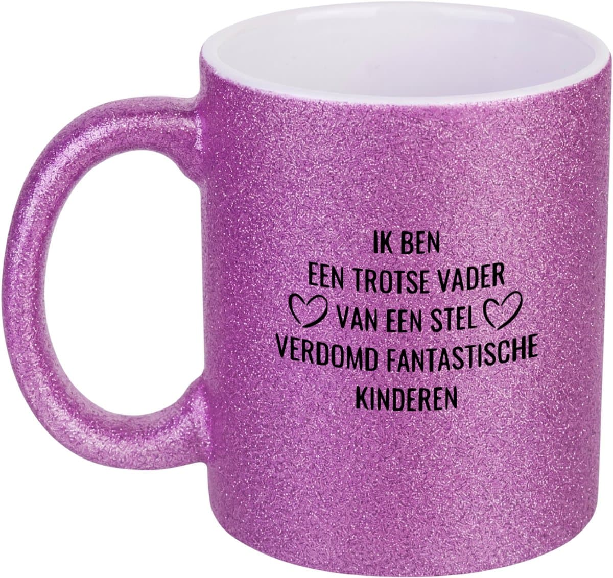 Hacebo® - ik ben een trotse vader van een stel verdomd fantastische kinderen koffiebeker glitter paars - trotse vader/fantastische kinderen - thee mok - koffie beker - vaderdag cadeautjes - vaderdag - cadeau - koffiemok - 350 ML inhoud