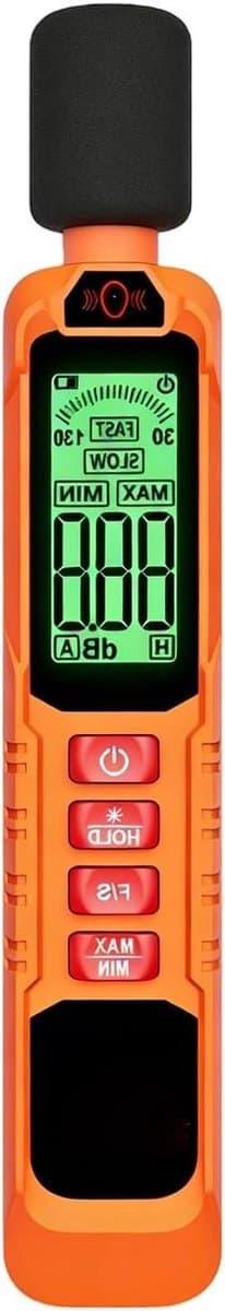 Geluidsniveaumeter - Digitale Ruislezer - Geluidscontrole - Realtime Monitoring - 30dB tot 130dB - Oranje
