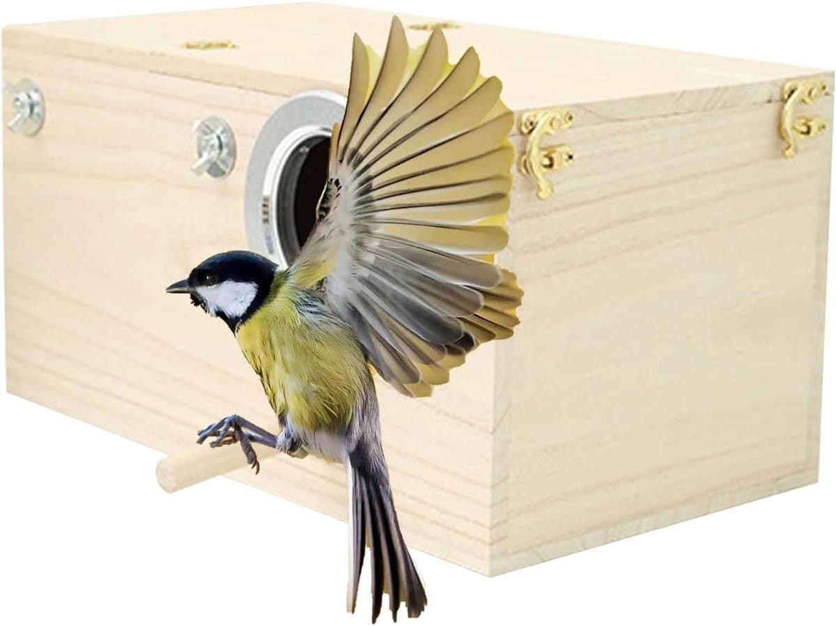 Parkieten Nestkast - Vogelhuisje Broedstoof - Ondersteuning Broeden - Ademend Houten Ontwerp - 29x15x15 cm - Houtkleur
