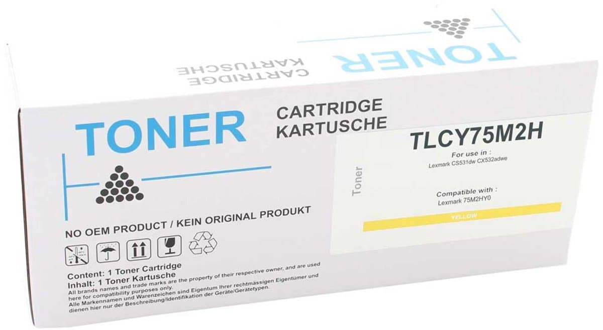 Lexmark - Tonercartridge - TLCY75M2H - Geel - ca. 8.800 pagina's - Huismerk - geschikt voor CS 531 dw CX 532 adwe