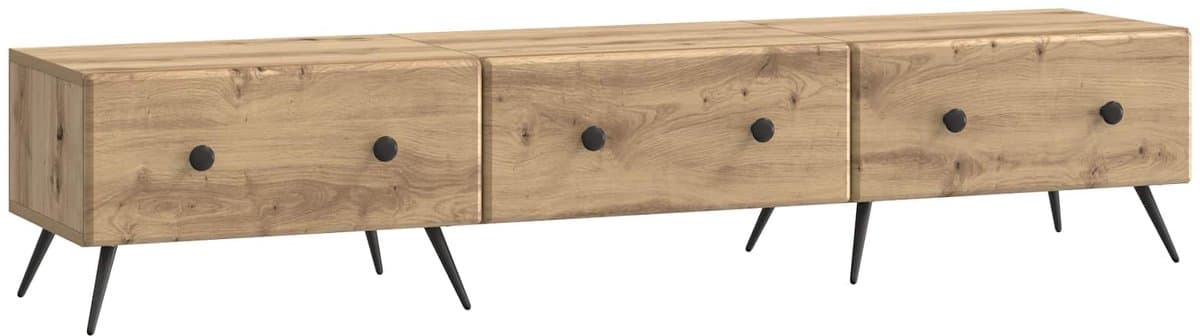 vidaXL - TV - Kast - 147 - x - 34,5 - x - 30 - cm - Artisanaal - eiken - Bewerkt - hout