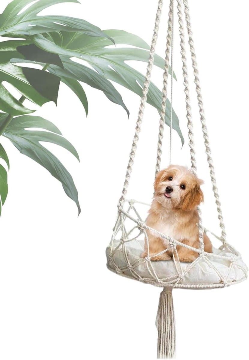 Kattenhangmat Bed - Kattenschommel Hangbed - Ontspannen Rusten - Macramé Boho Stijl - 40 x 90 cm - Meerkleurig