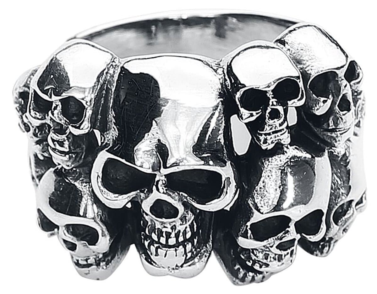 etnox Skulls Heren Ring - zilverkleurig - XL