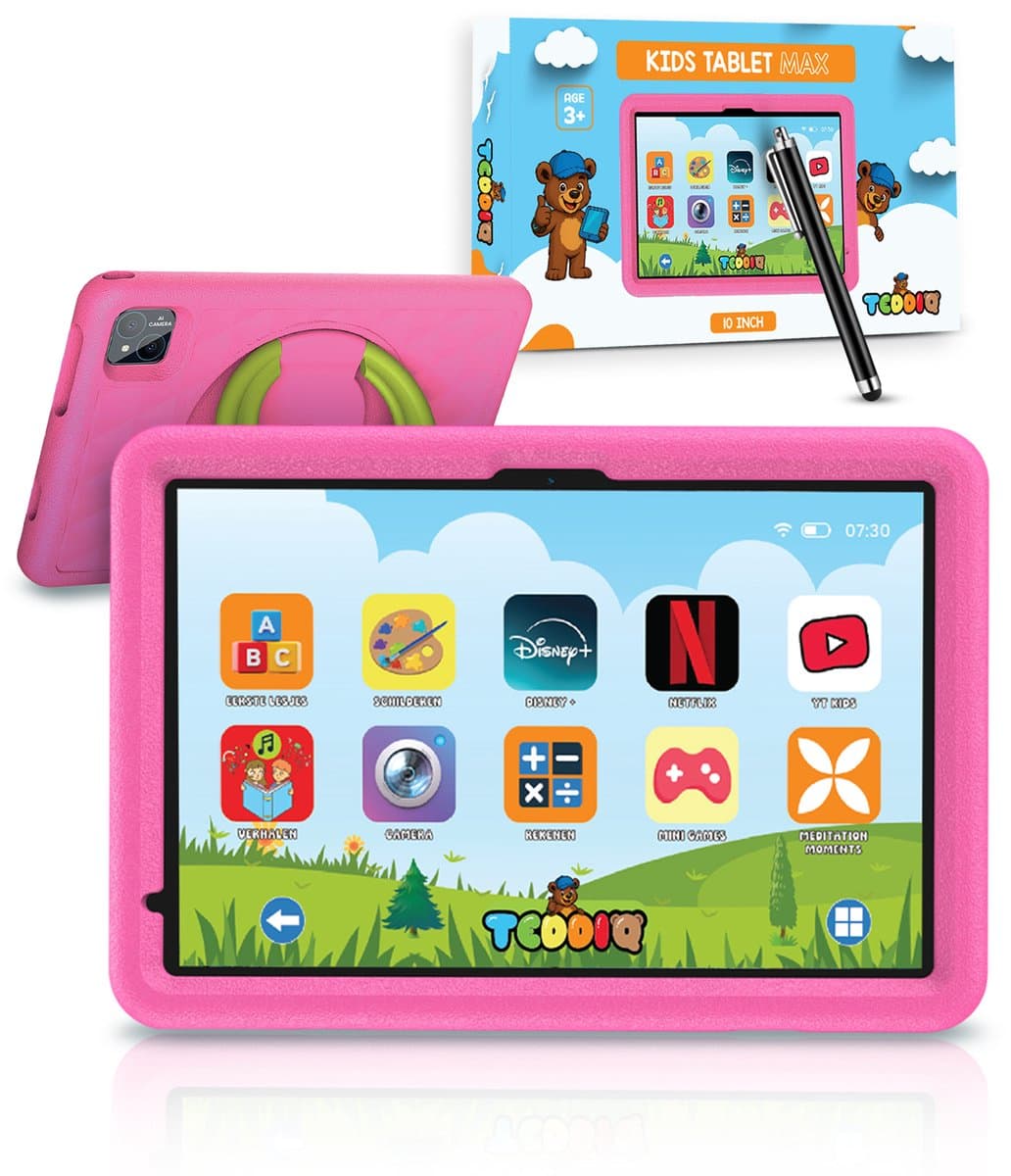 TeddiQ Kindertablet Max - 10 inch - Ouderlijk Toezicht - Android 15 - Kinder tablet - Blue Light Protection Screen - 8000 mAh - Vanaf 3 Jaar - Roze