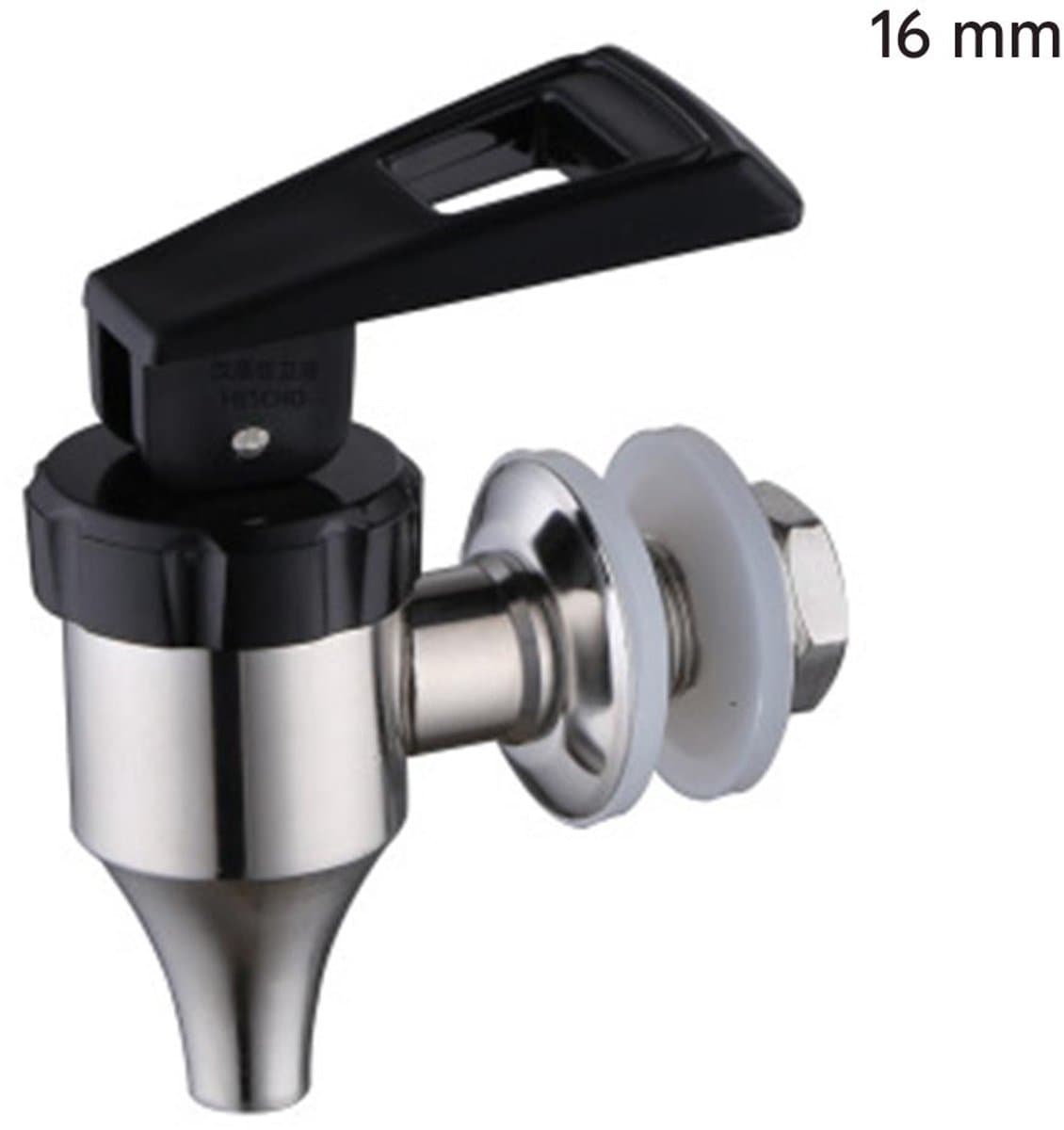 Bierkraan – Vervangingskraan – Roestvrijstaal – 16 mm – Voor bierdispenser – Zilver