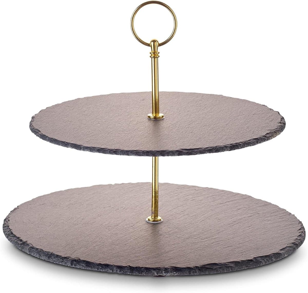 Florixa® Serveertoren - Etagere - Tapasplank - Zwart/Goud - 32cm x 4cm x 30cm
