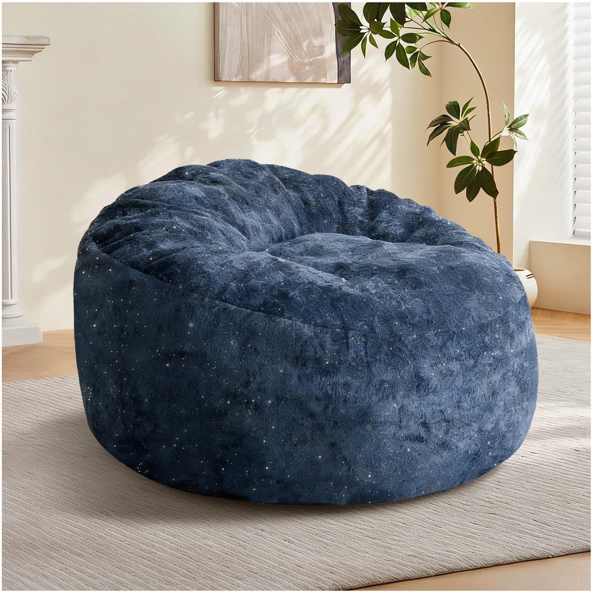 OKWISH Zitzakstoel Met Hoge Rugleuning - Lichaamsvormend Comfort Voor Ontspannen In Woonkamer Of Slaapkamer - Flanel - Blauw