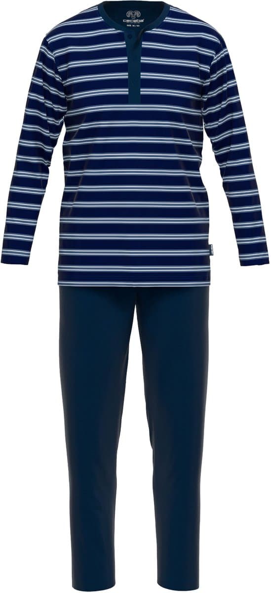 Ceceba heren pyjama O-hals met knoopjes - donkerblauw gestreept