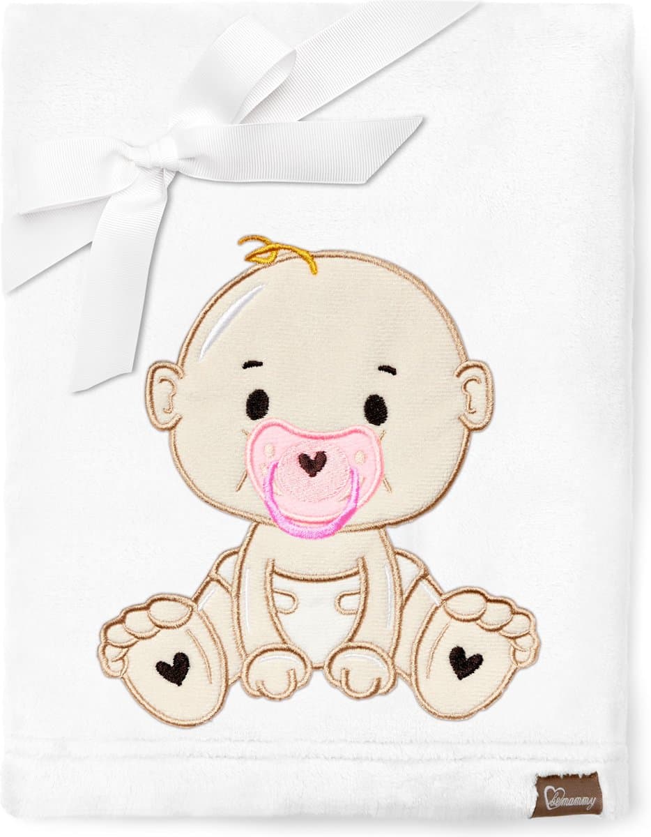 Be Mammy Babydeken - Dekbed - Kinderdeken - Wiegdeken - Dekentje Baby - 76 x 102 cm - Wit - meisje - BE-BE20-168-BBL