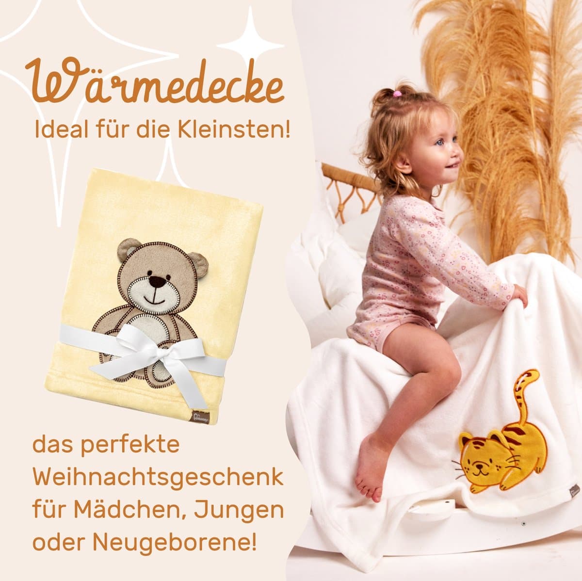 Be Mammy Babydeken - Dekbed - Kinderdeken - Wiegdeken - Dekentje Baby - 76 x 102 cm - Geel - beer - BE-BE20-168-BBL