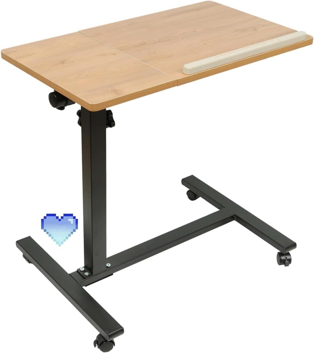 Bedtafel Laptop - Bijzettafel Verstelbaar - Comfortabel Werken - In Hoogte Verstelbaar - 60x34.5cm - Houtkleur