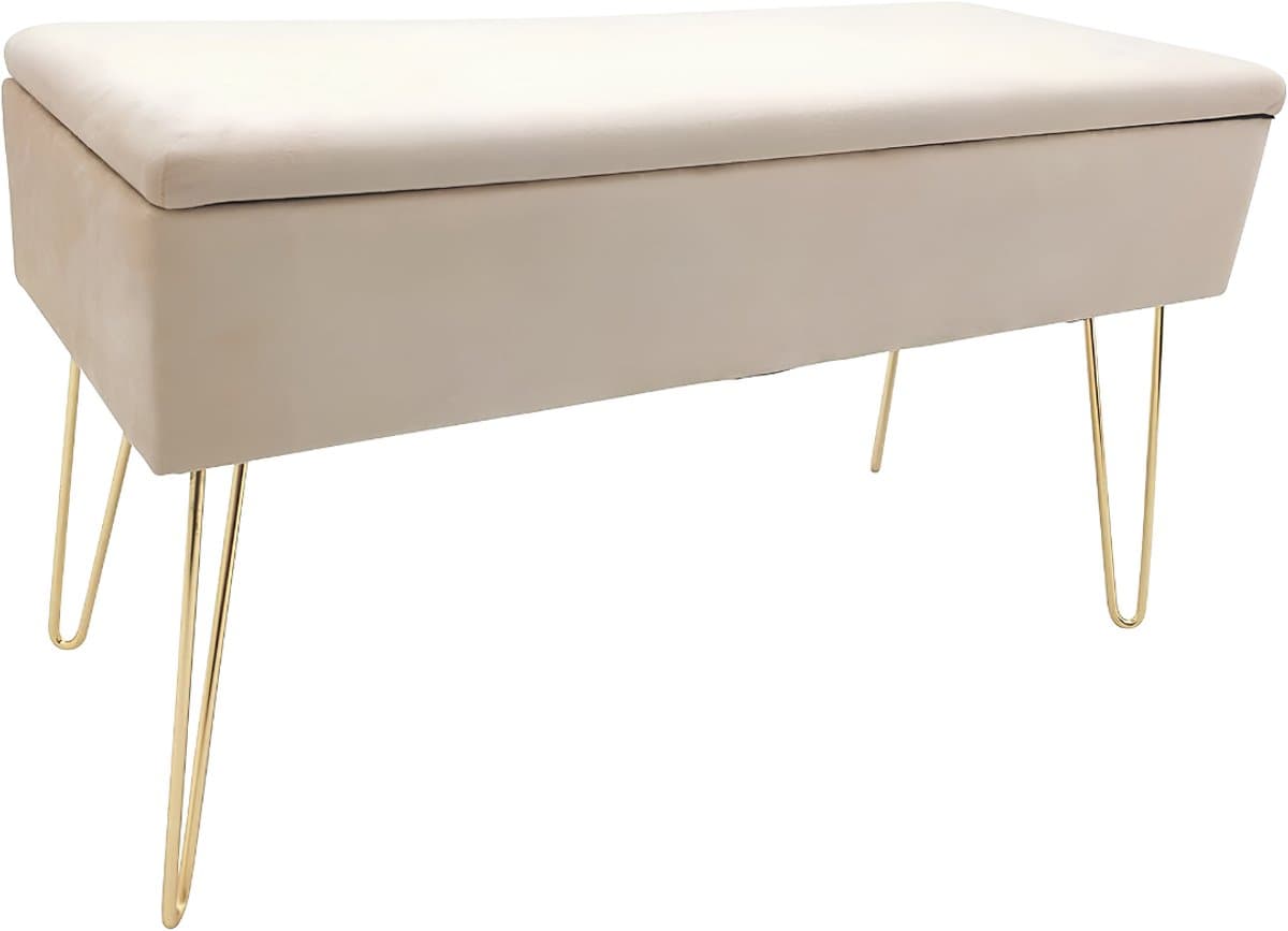 SP® Opbergbank - Tot 150kg - Meubel Opbergbank - Bank met Opbergruimte - Crème - 30cm x 75cm x 42cm