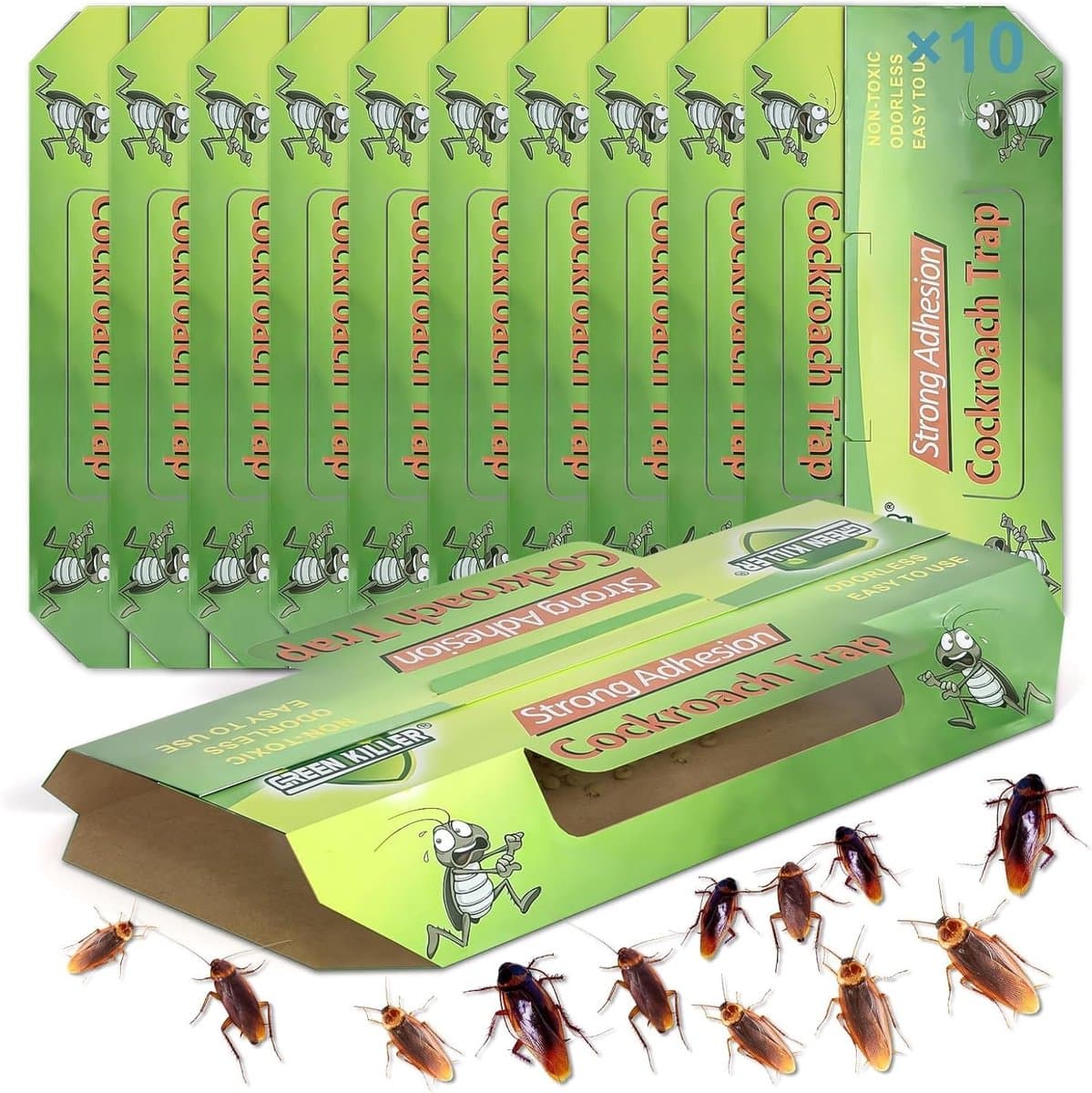 Dailygoods- Kakkerlakkenvallen 10 Stuks - Diervriendelijke Insectenvallen - Niet-giftige Monitoringval - Zelfklevende Val - Voor Keuken - Groen - Insectenval
