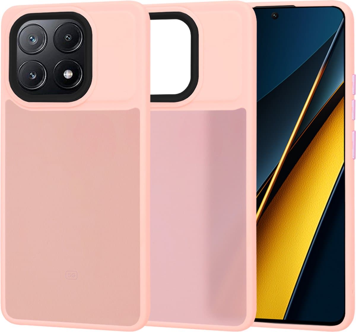 Techsuit HaloFrost Semi-Transparante Back Cover hoesje voor Xiaomi Poco X6 Pro - Mat Roze