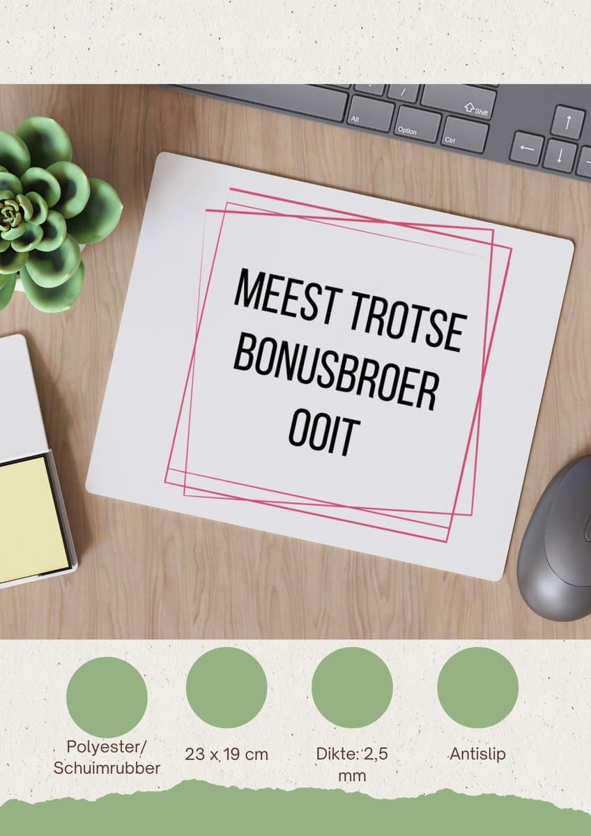 Akyol - meest trotse bonusbroer ooit Muismat - Broer - trotse bonusbroer - verjaardagscadeau - verjaardag - cadeau - cadeautje voor broer - broer artikelen - kado - geschenk - gift - 23 bij 19 cm