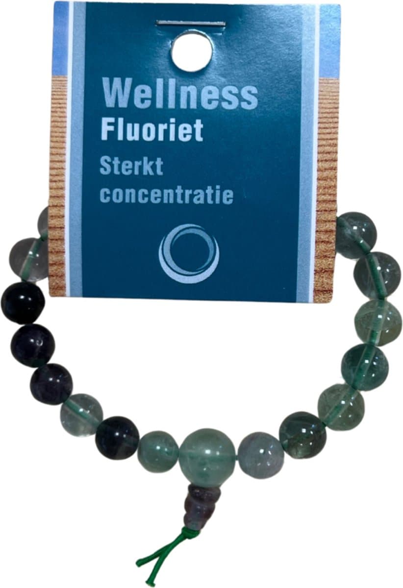 Ruben Robijn Fluoriet regenboog powerbead armband + kaart