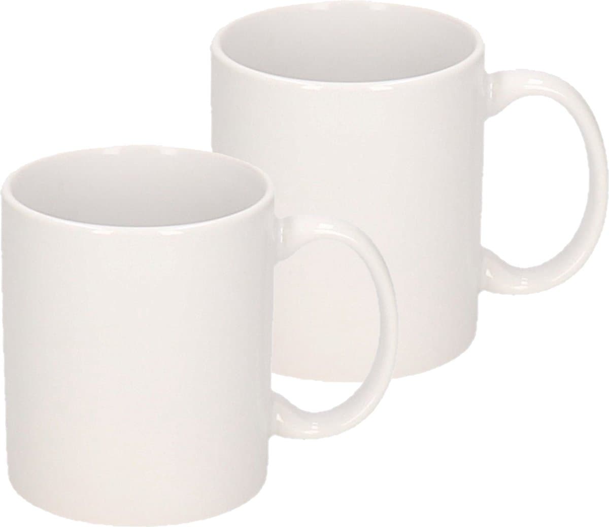 2x stuks Onbedrukte witte mok - 300 ml - blanco koffiemokken