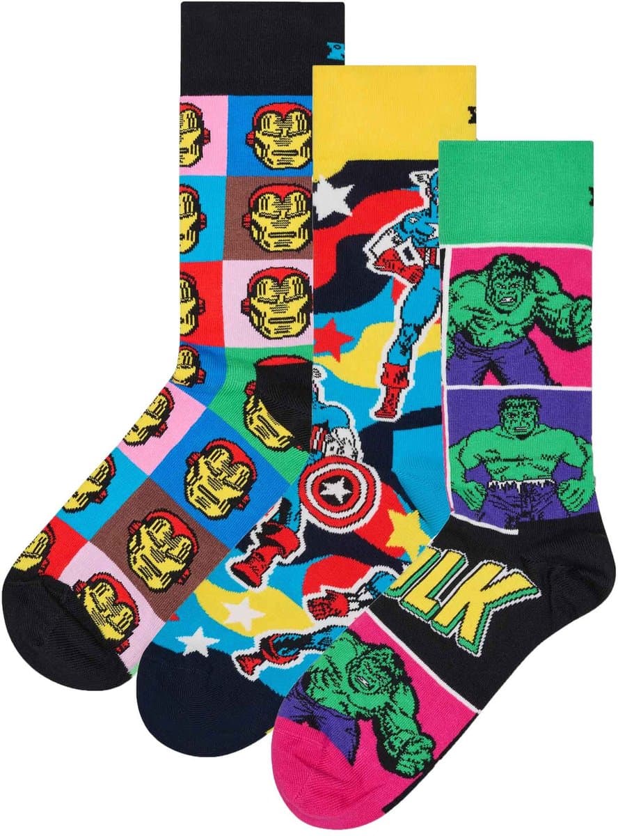 Happy Socks unisex giftbox 3P sokken marvel avengers multi (Marvel Avengers)