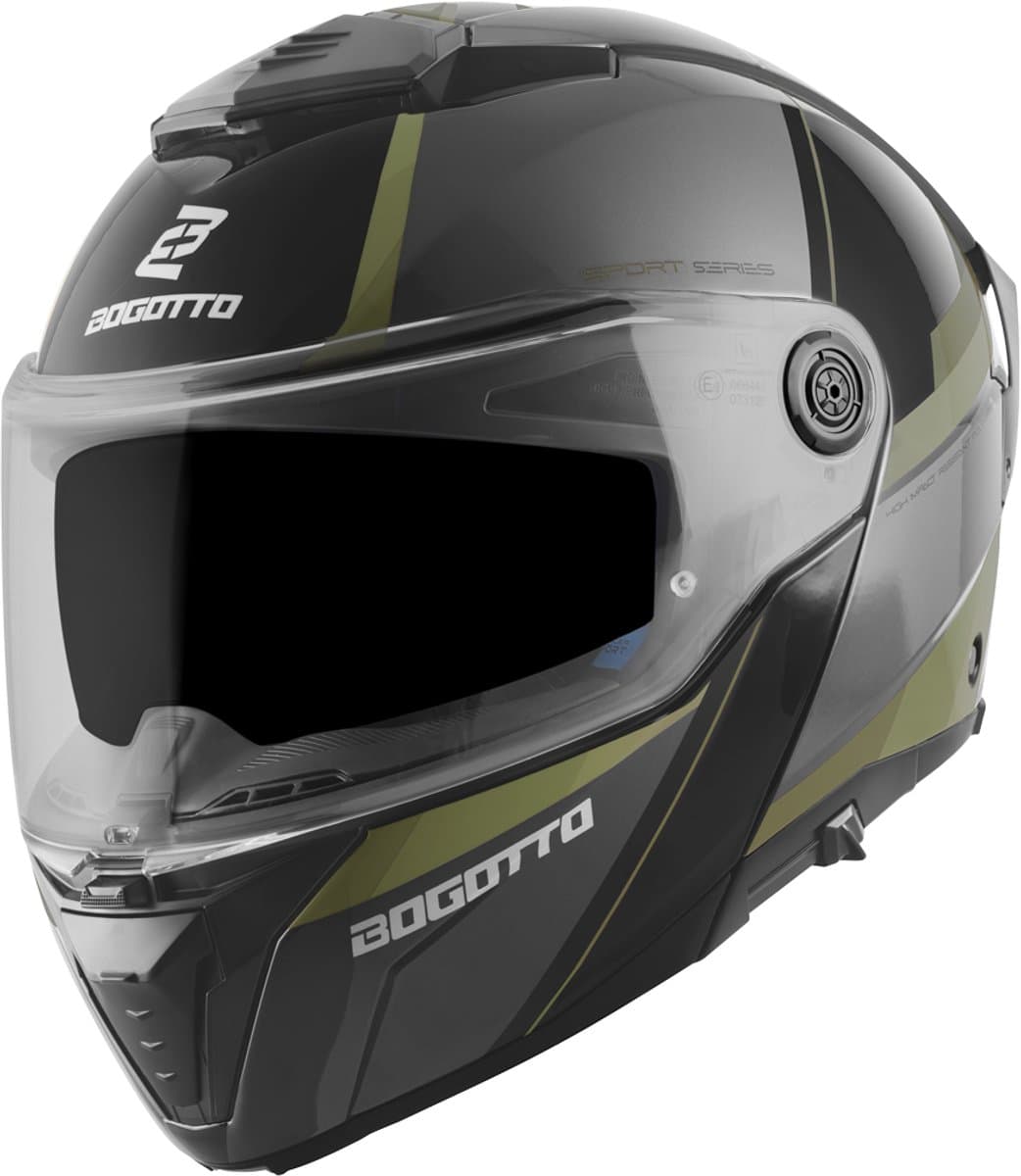 Bogotto FF404 Ezion Zwart Groen Systeemhelm - Helm