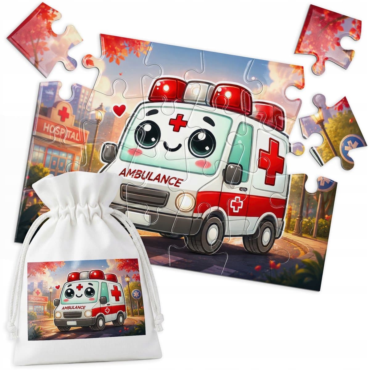 Leuke Puzzel Ambulance - 24 Stukjes - Leuk Voor Kinderen