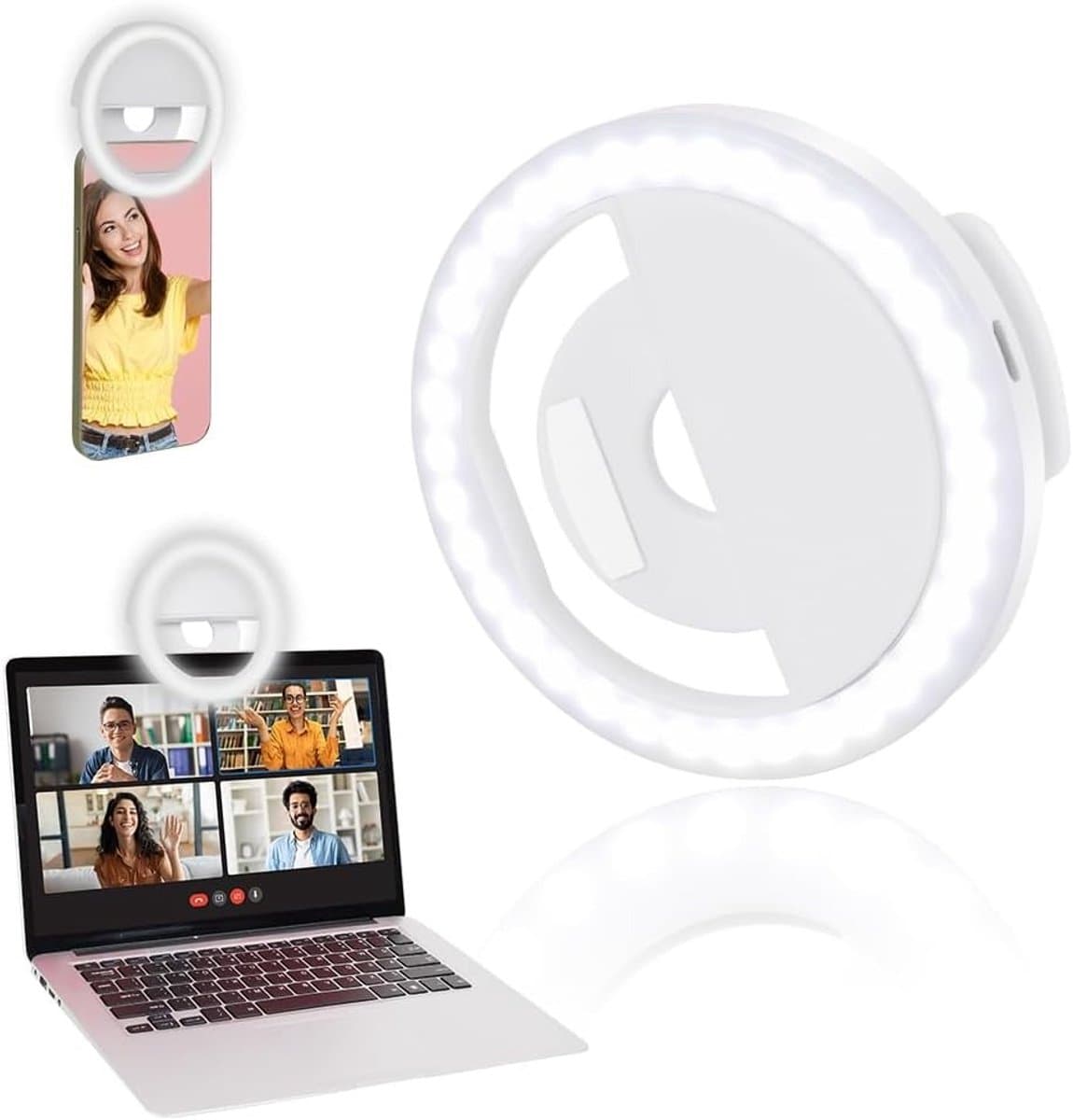 36 LED Selfie Ring Light met 3 Dimbare Lichtmodi voor Mobiele Telefoons, Tablets en Camera's